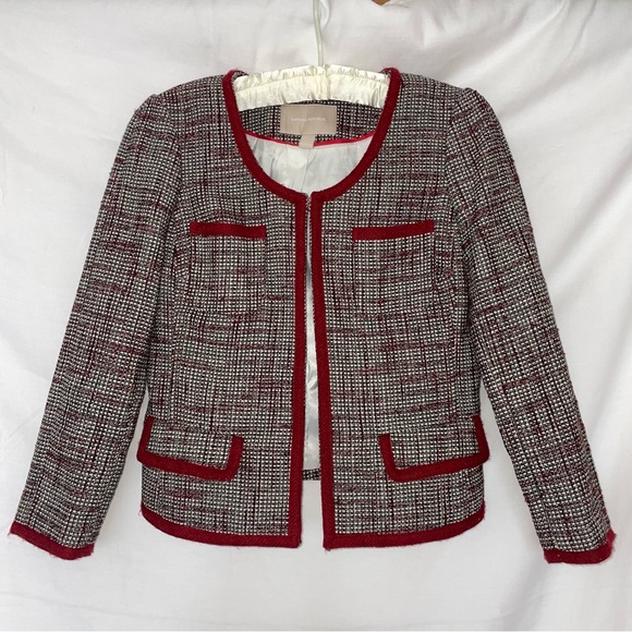 Banana Republic Red Tweed Cropped Blazer - Picture 3 of 16
